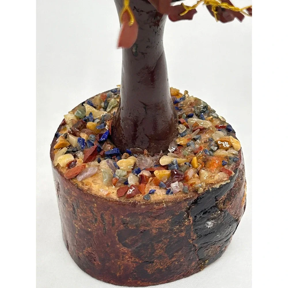 Gemstone Bonsai Tree of Life Sculpture Amethyst Quartz Lapis Chakra Feng Shui